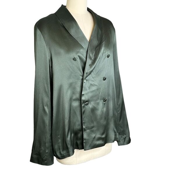 Asceno Green Silk Double Breasted Oversized Blazer | Size M - Picture 6 of 12